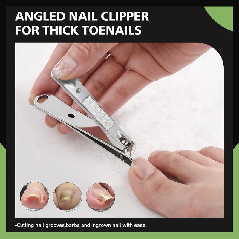 Baluca Slanted Curved Blade Ingrown Toenail Clippers for Thick Toenails, Angled Toe Nail Fingernail Cutter Trimmer for Seniors and Men - Black (Pear Silver) - Image 2